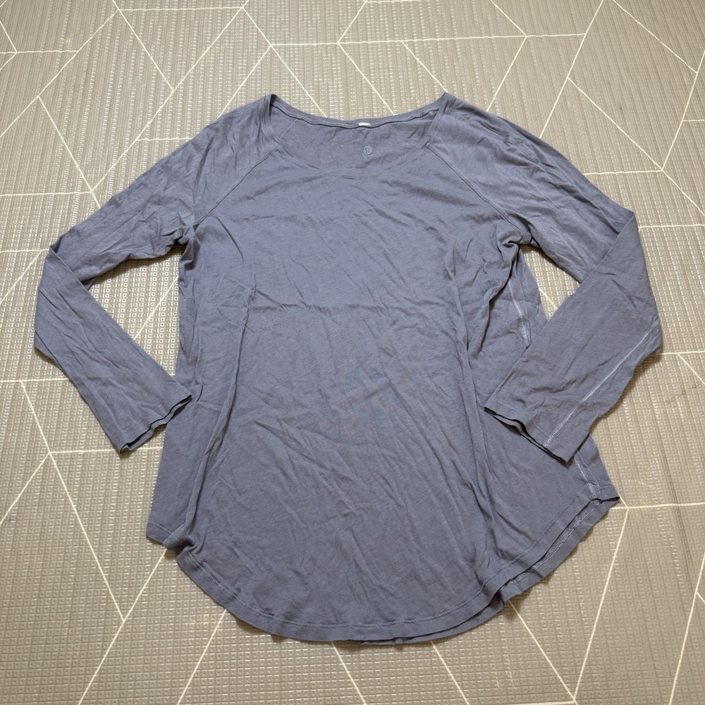 Lululemon Locarno Long Sleeve 10 Grey Loose Fit Pima Modal Yoga Pilates Training
